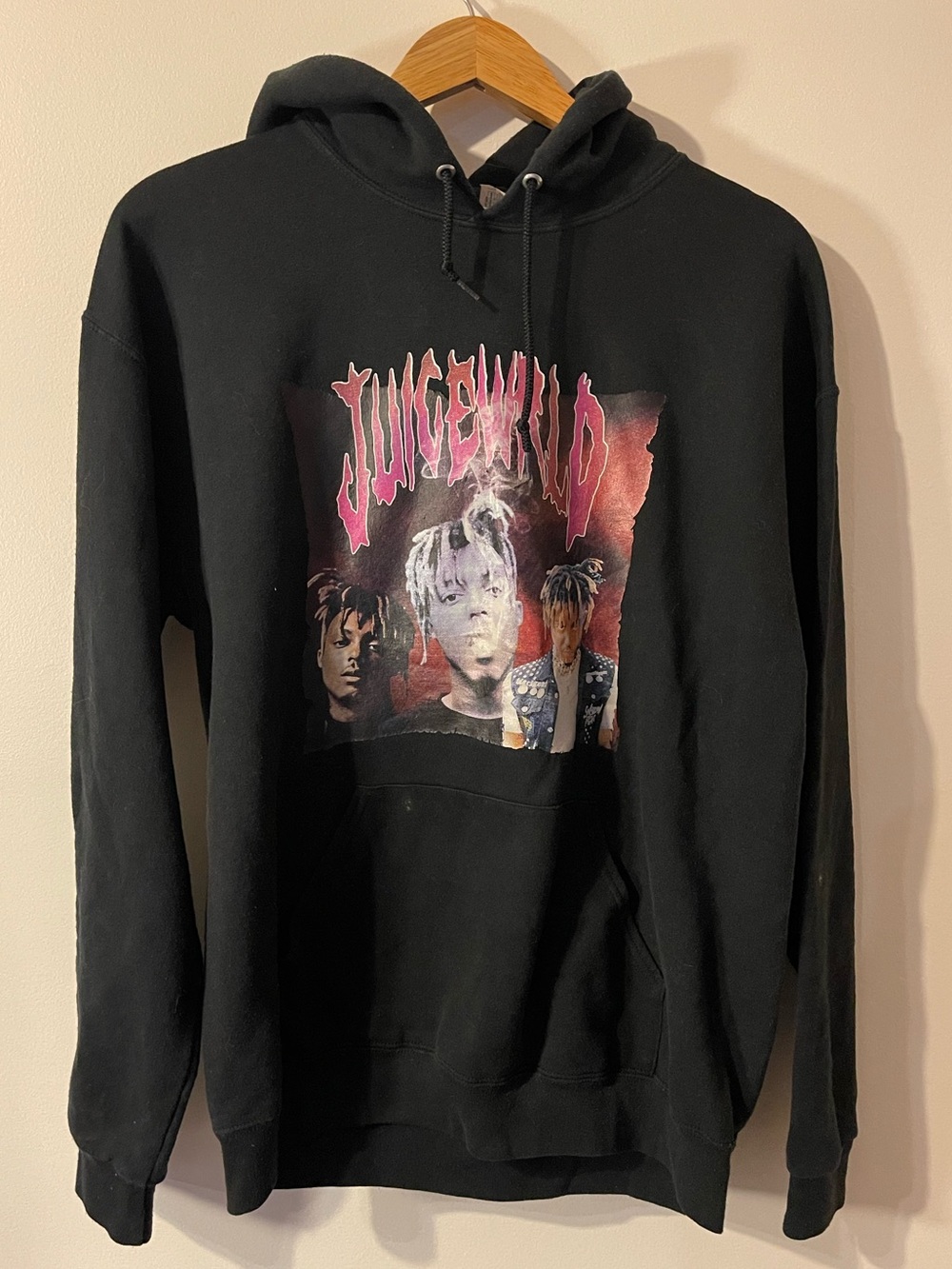 Juice WRLD Graphic Concert Merchandise Hoodie Sweatshirt Black Pink L
